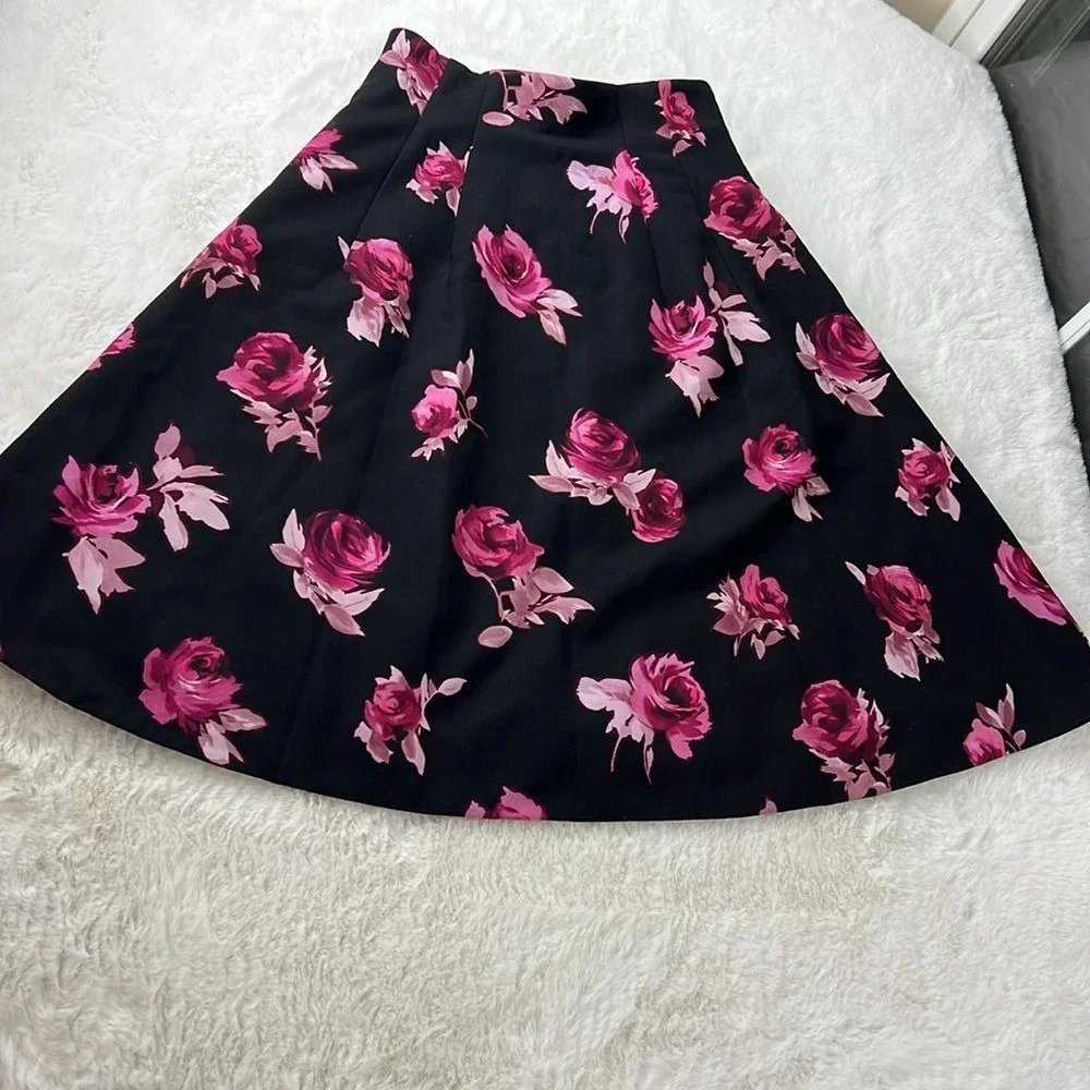 Kate Spade NY Painterly Rose A Line Skirt 2 Fit Flare Pockets Classic Lined Read